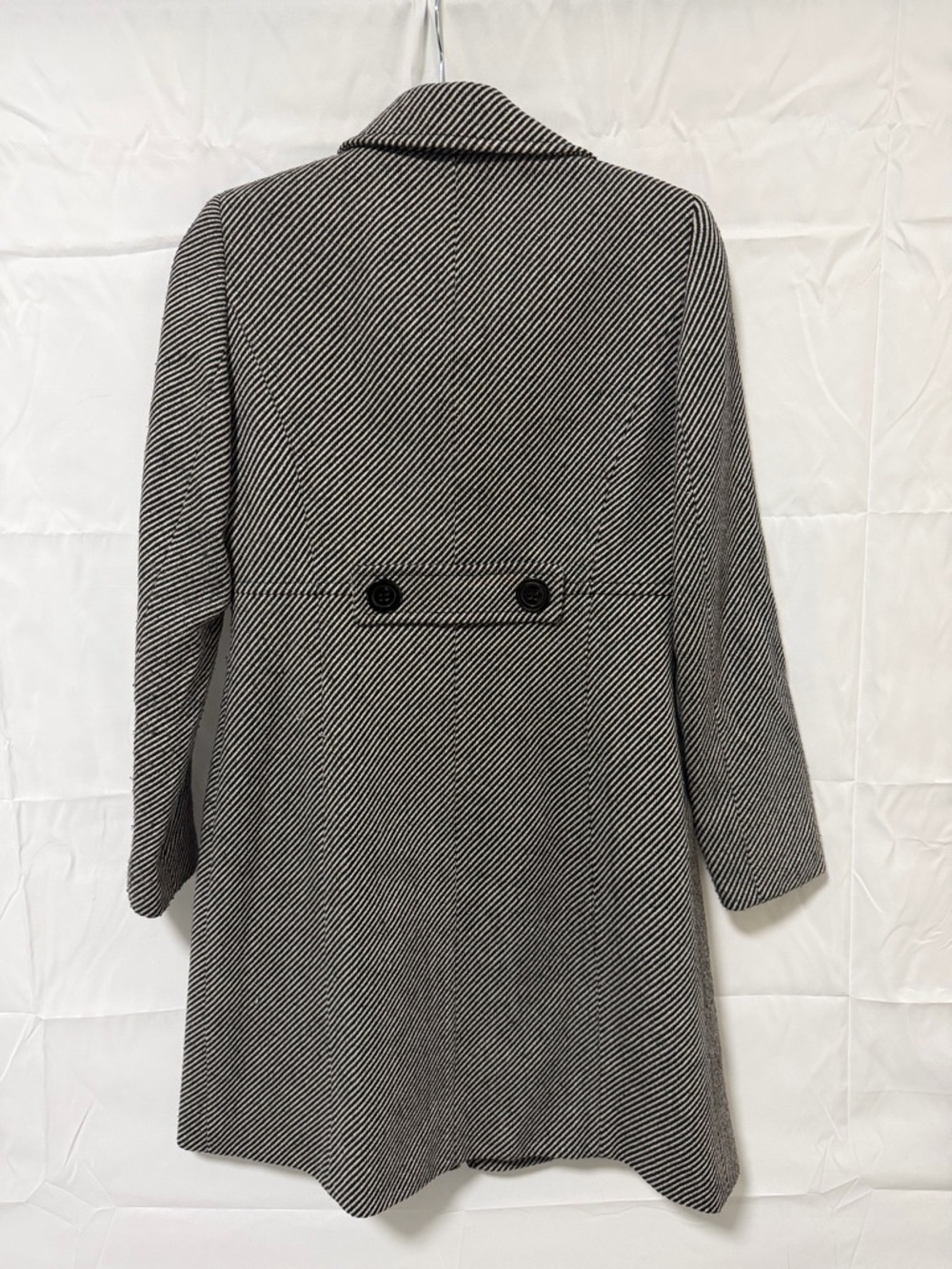 Isabella Demarco Black & White Herringbone Wool-Blend Pea Coat - Picture 6 of 6